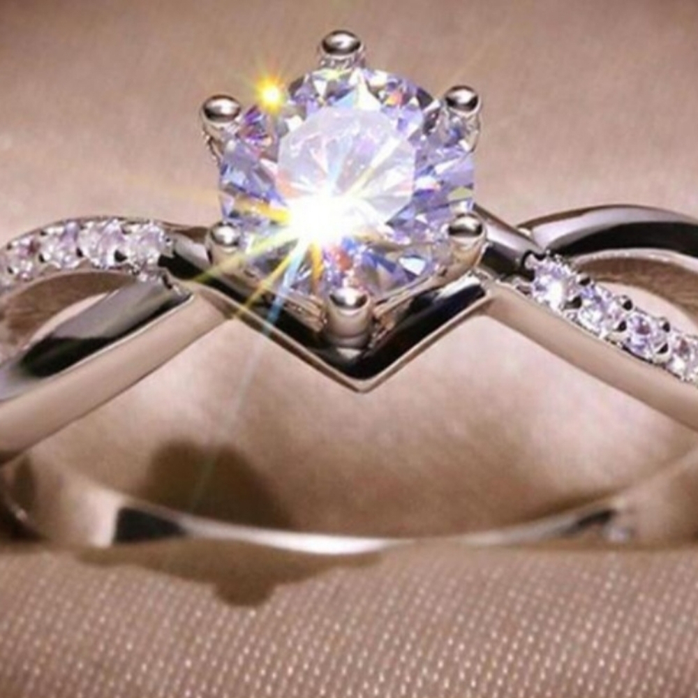 Silver Tone Faux Diamond Ring